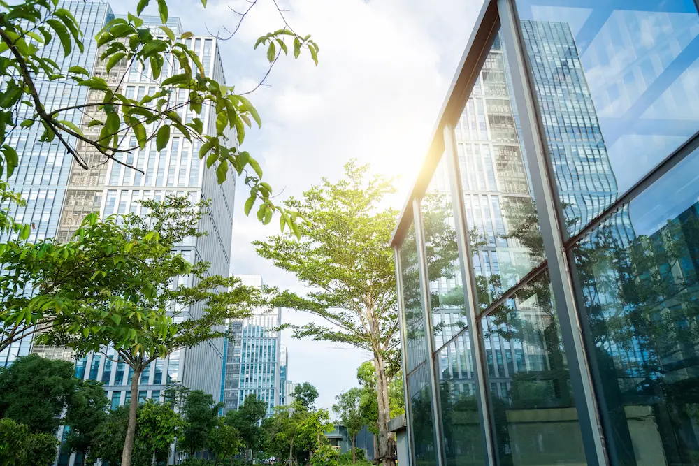 Immeuble de bureaux équipé d’un système anticalcaire ULF